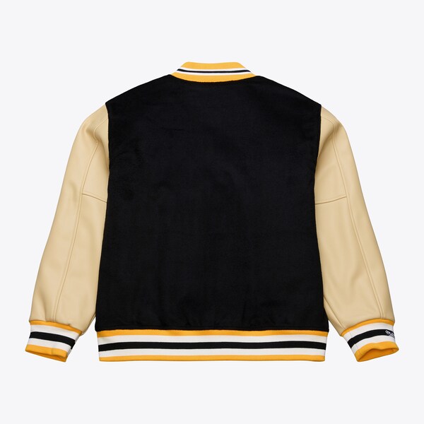 Pittsburgh Steelers Black/Tan Team Traditions Varsity Full-Snap Jacket 3 Pittsburgh Steelers Black/Tan Team Traditions Varsity Full-Snap Jacket
