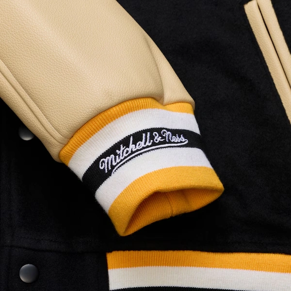 Pittsburgh Steelers Black/Tan Team Traditions Varsity Full-Snap Jacket 5 Pittsburgh Steelers Black/Tan Team Traditions Varsity Full-Snap Jacket