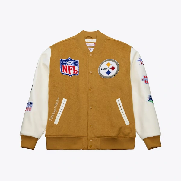 Pittsburgh Steelers Brown/Cream Dusted Varsity Full-Snap Jacket