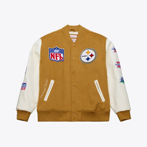 Pittsburgh Steelers Brown/Cream Dusted Varsity Full-Snap Jacket