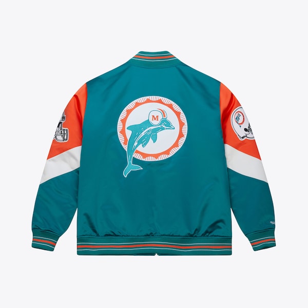 Miami Dolphins Aqua Vintage Heavyweight Satin Full-Zip Jacket 3 Miami Dolphins Aqua Vintage Heavyweight Satin Full-Zip Jacket
