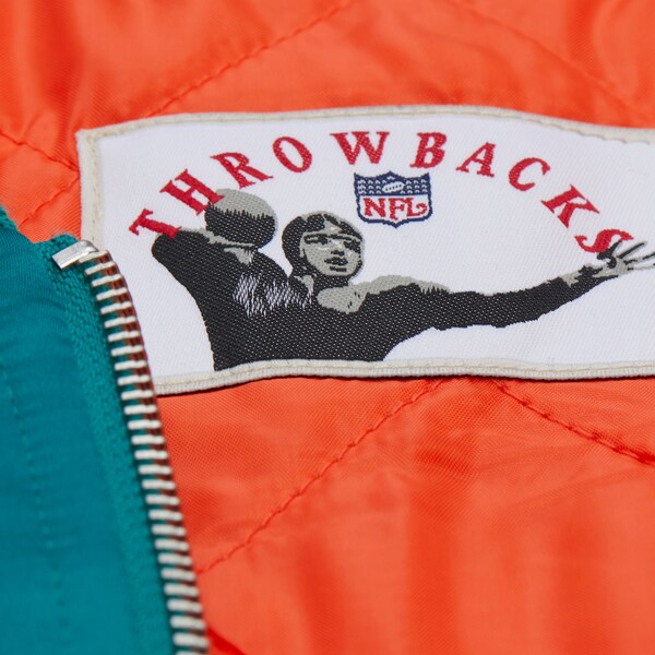 Miami Dolphins Aqua Vintage Heavyweight Satin Full-Zip Jacket 6 Miami Dolphins Aqua Vintage Heavyweight Satin Full-Zip Jacket