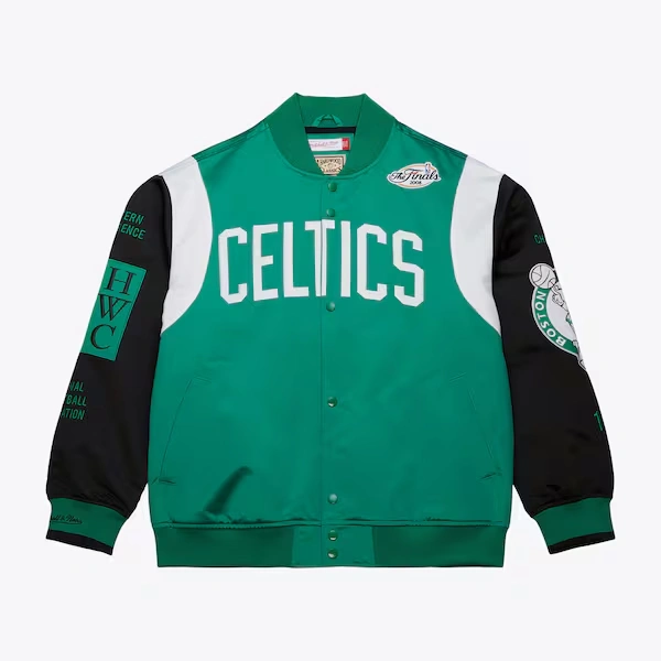 Boston Celtics Kelly Green Hardwood Classics Team Origins Satin Full-Snap Jacket