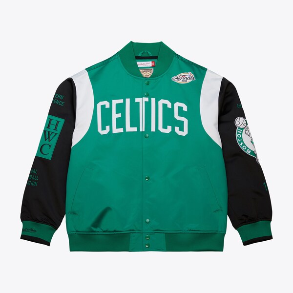 Boston Celtics Kelly Green Hardwood Classics Team Origins Satin Full-Snap Jacket