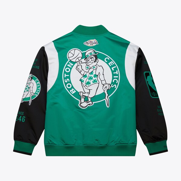 Boston Celtics Kelly Green Hardwood Classics Team Origins Satin Full-Snap Jacket