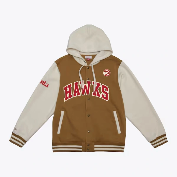 Atlanta Hawks Brown/Cream Dusted Fleece Full-Snap Jacket