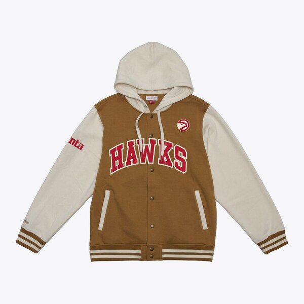 Atlanta Hawks Brown/Cream Dusted Fleece Full-Snap Jacket